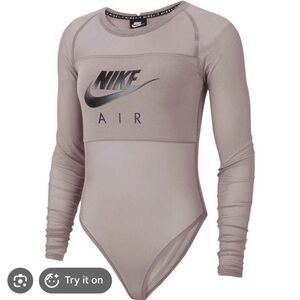Nike Air Women's Long Sleeve Sheer Mesh Bodysuit,Pumice color, size medium NWOT